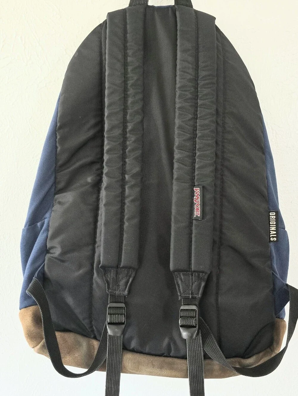 Vintage Jansport Navy Backpack with Tan Suede Bottom